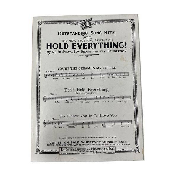Youre The Cream In My Coffee Sheet Music Hold Everything DeSylva Brown Henderson - Picture 5 of 5